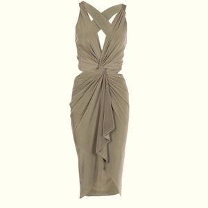 Olive green twist dress